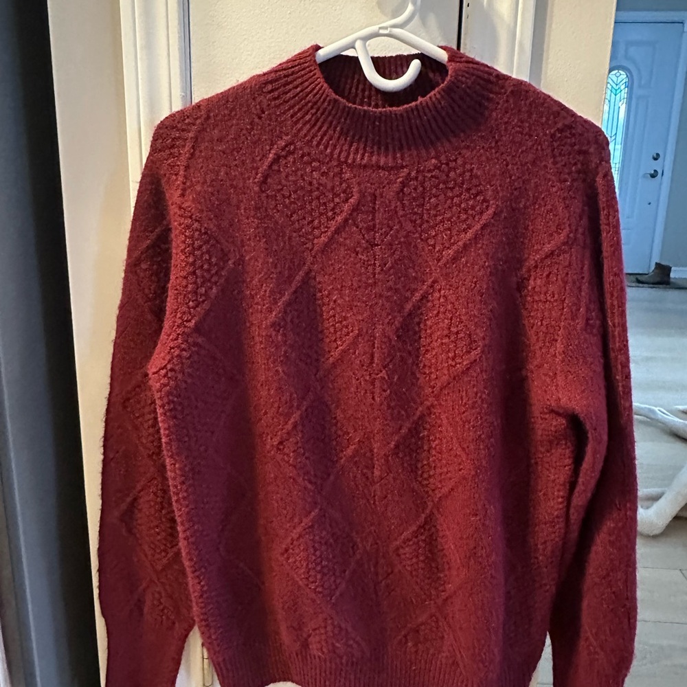 Cozy Burgundy Cable Knit Sweater